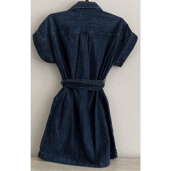 Lauren Ralph Lauren Sz 6P Belted Denim Shirt Dress Atlas Wash Short Sleeve - Picture 2 of 10